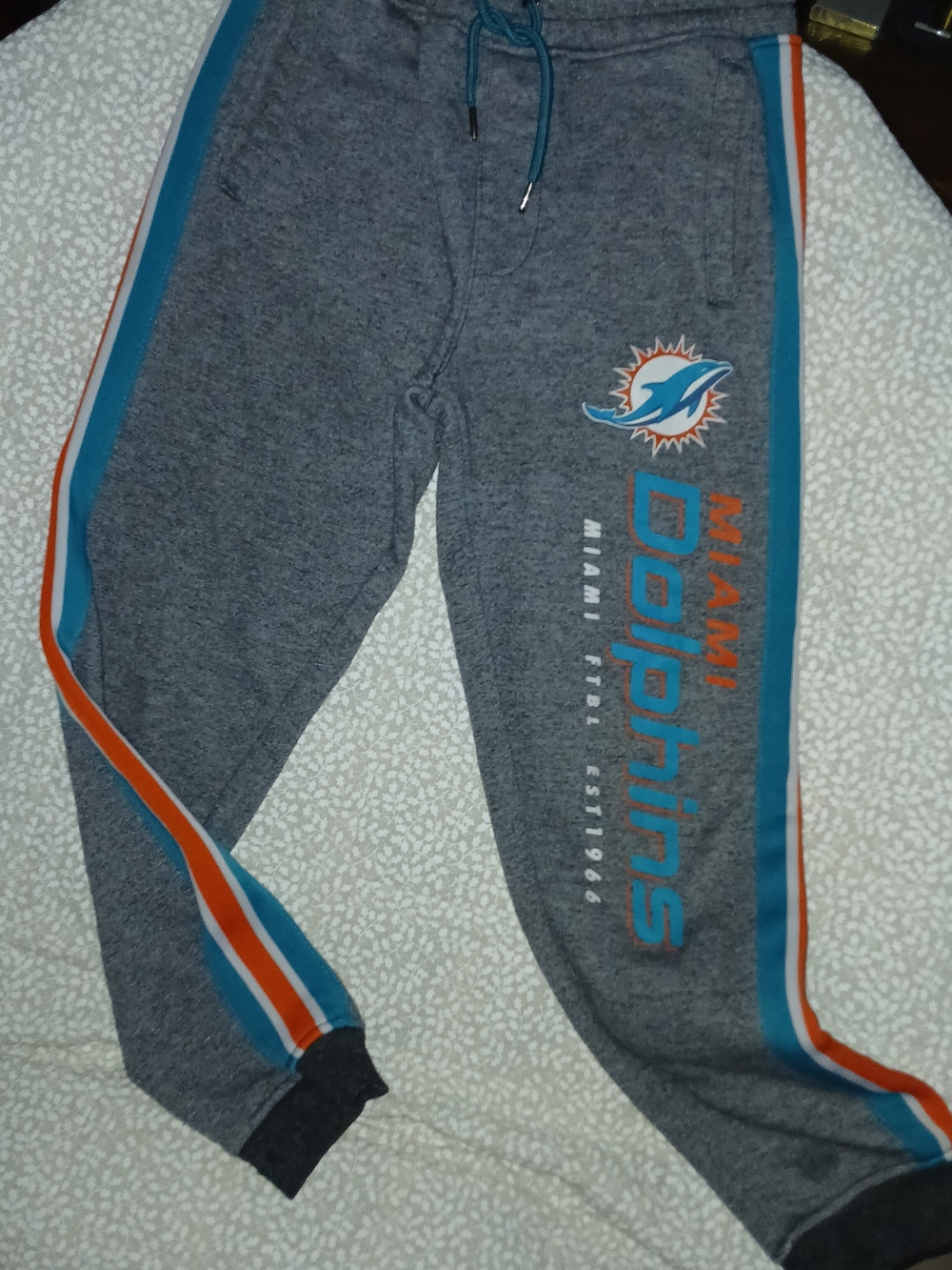 Youth Gray Miami Dolphins Jogger Sweatpants Boys Sz. 14-16 L.